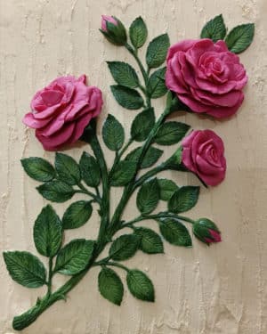 3D Pink Roses on a Canvas with a Textured Background